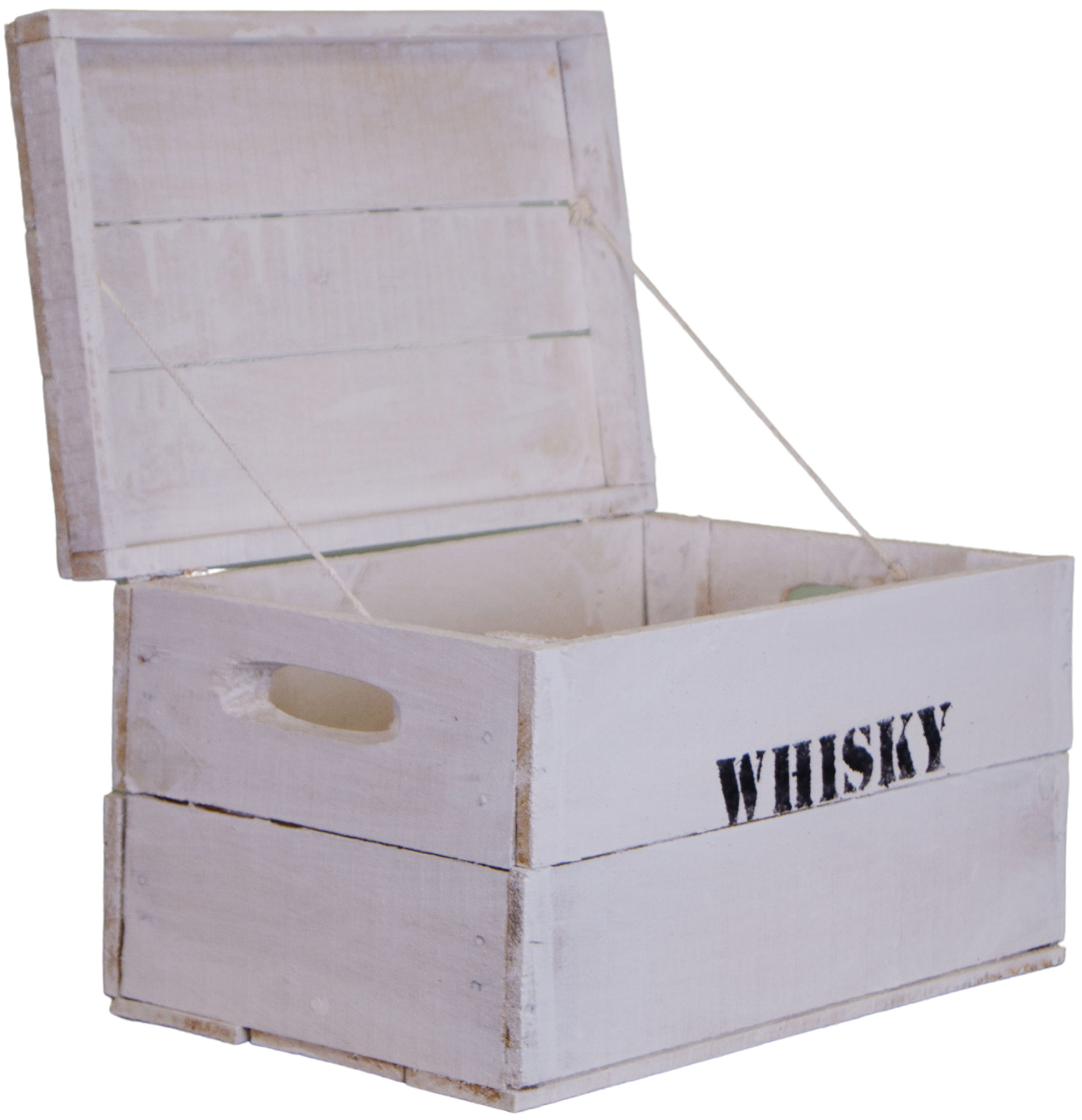 alte Holztruhe weiß Whisky mit Deckel in verschiedenen Grössen