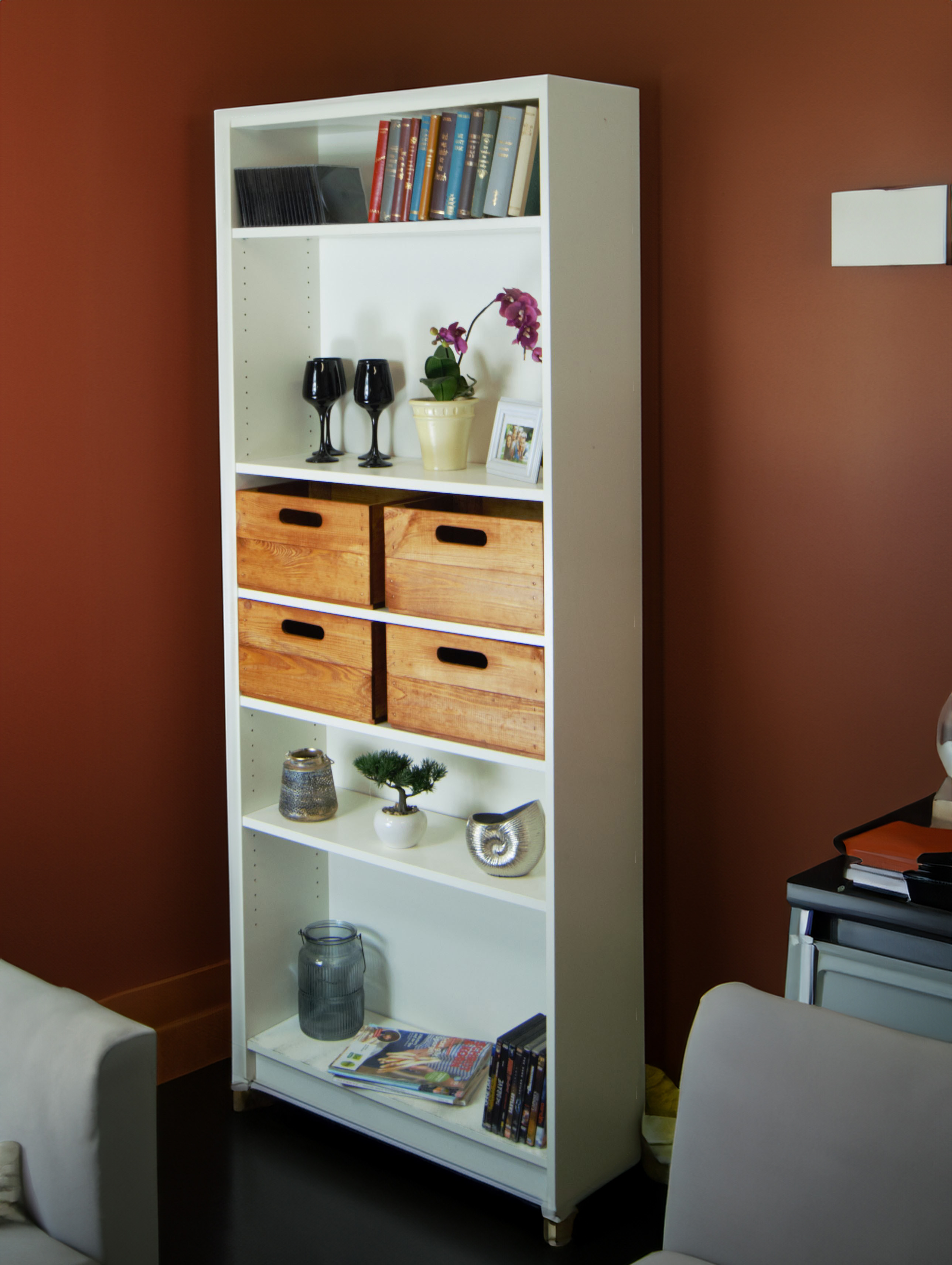 Boîte en bois noir émaillé convenant aux étagères Kallax et Expedit Insert pour étagère