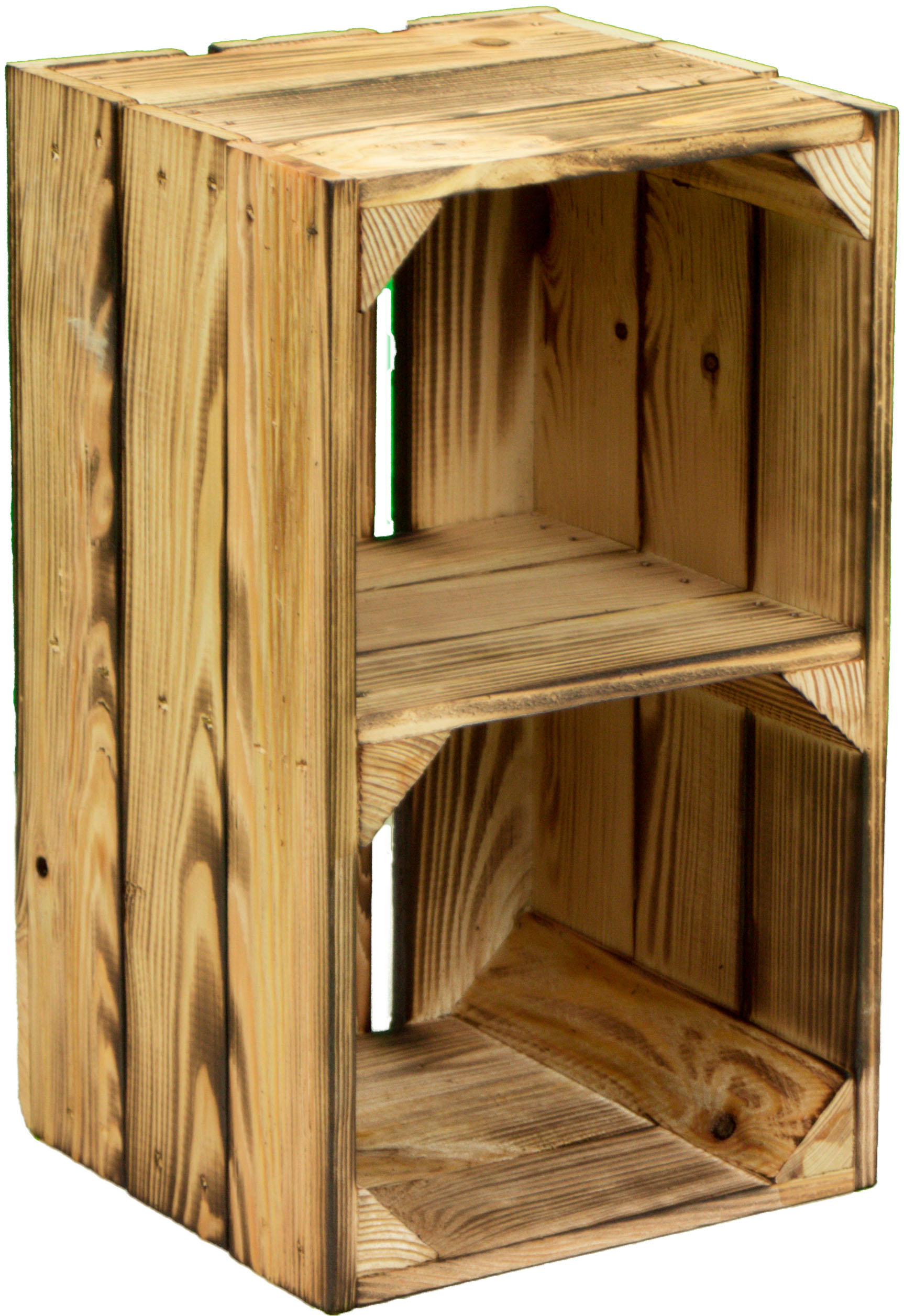 Weinkiste "Hilde" geflammt mit Zwischenbrett