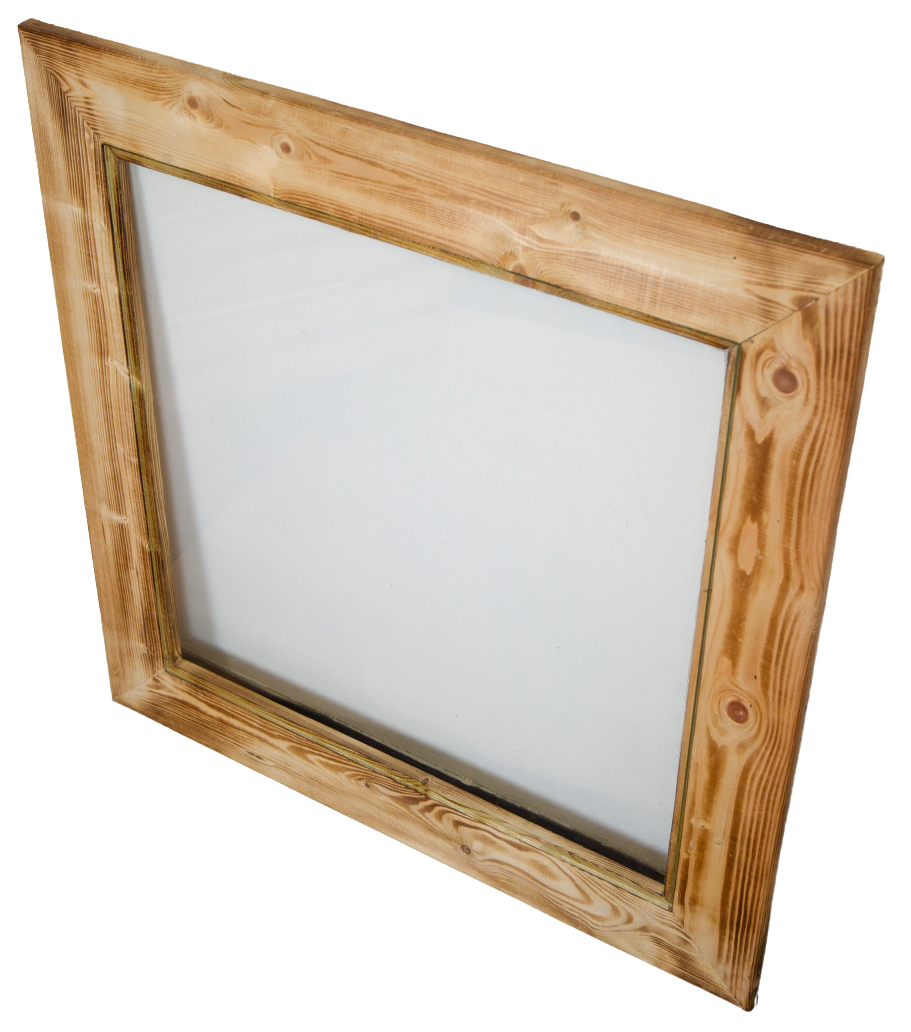 Glasplatte mit Holzrahmen geflammt 85x85cm