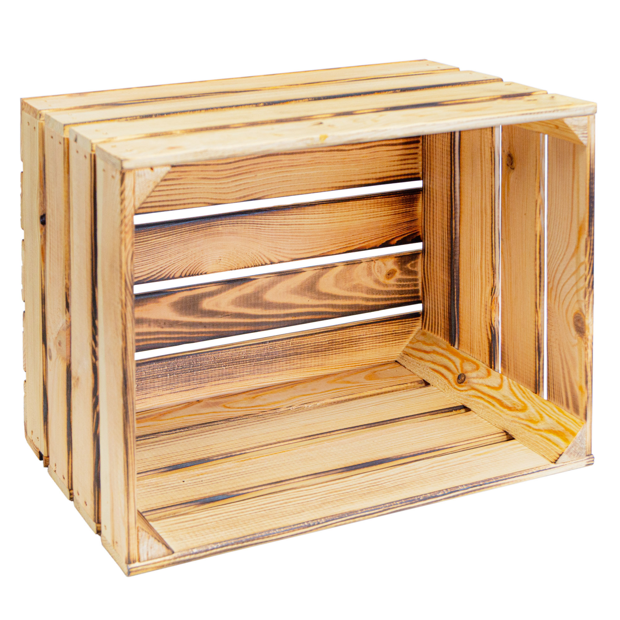 Holzkiste mit Griff  "BF Medium 44x28x33cm" Neu & geflammt