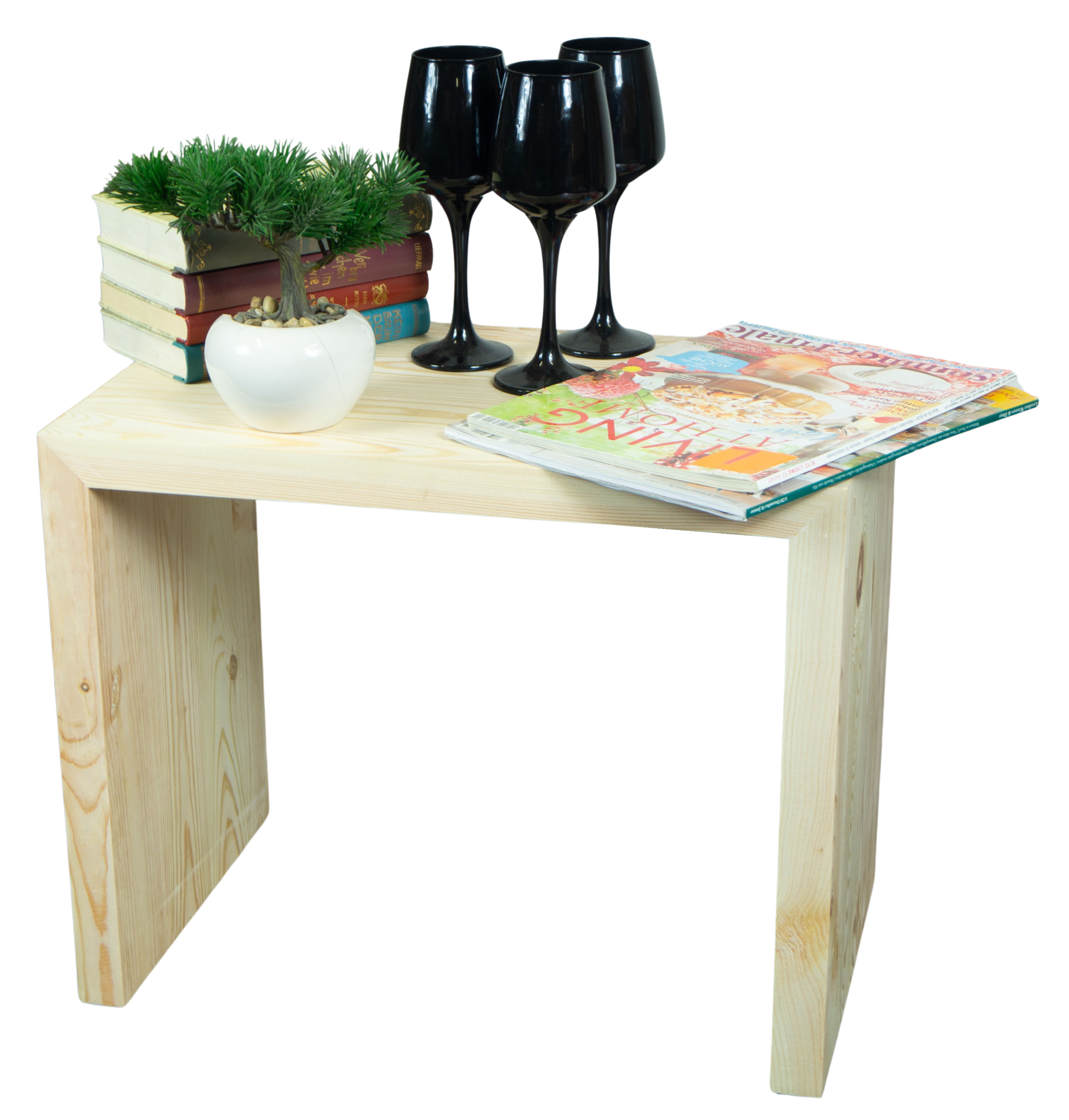 2er Set Beistelltisch 50x40x30cm Sitzhocker in natur