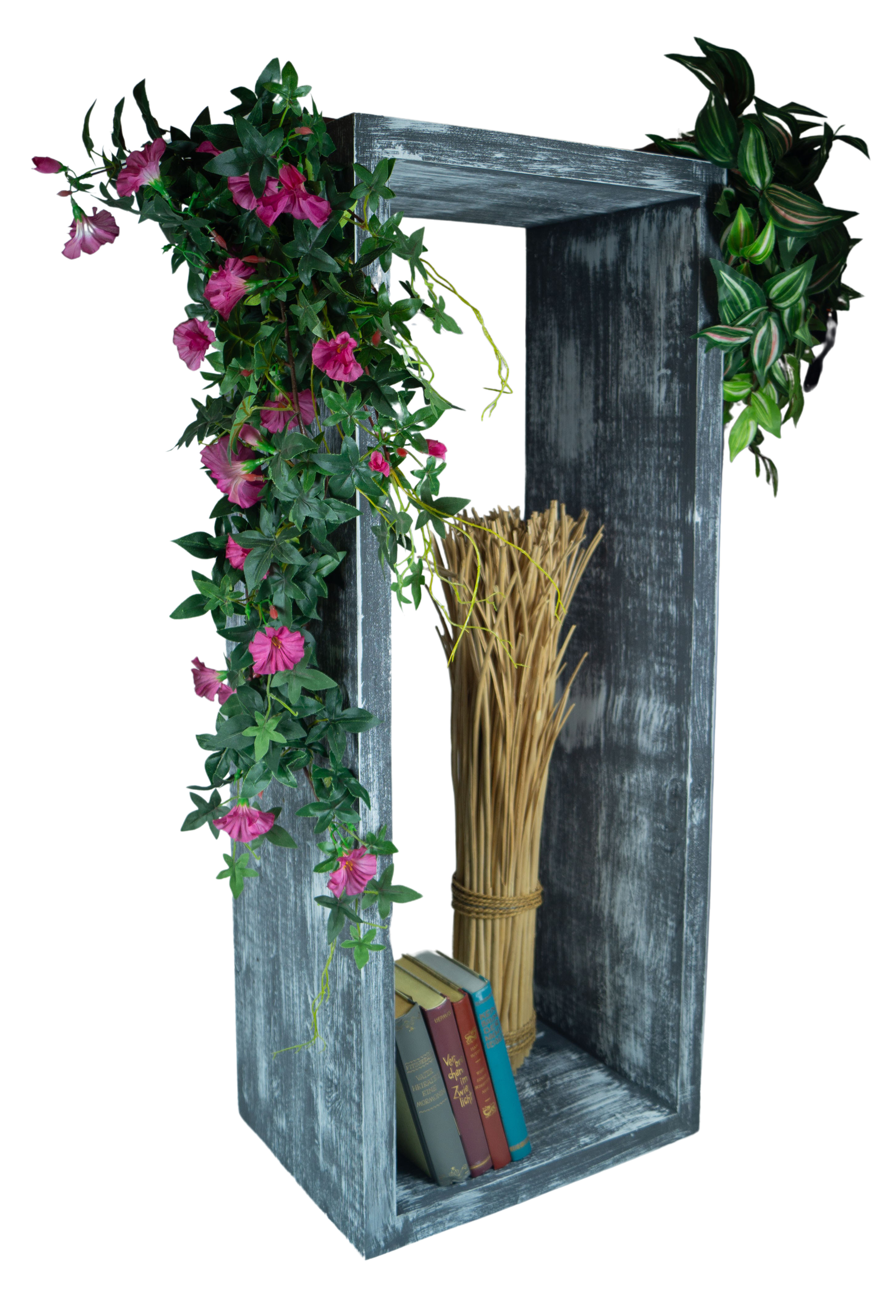 Lowboard in shabby schwarz 100x40x30cm aus Massivholz Vintage-Tisch rustikal