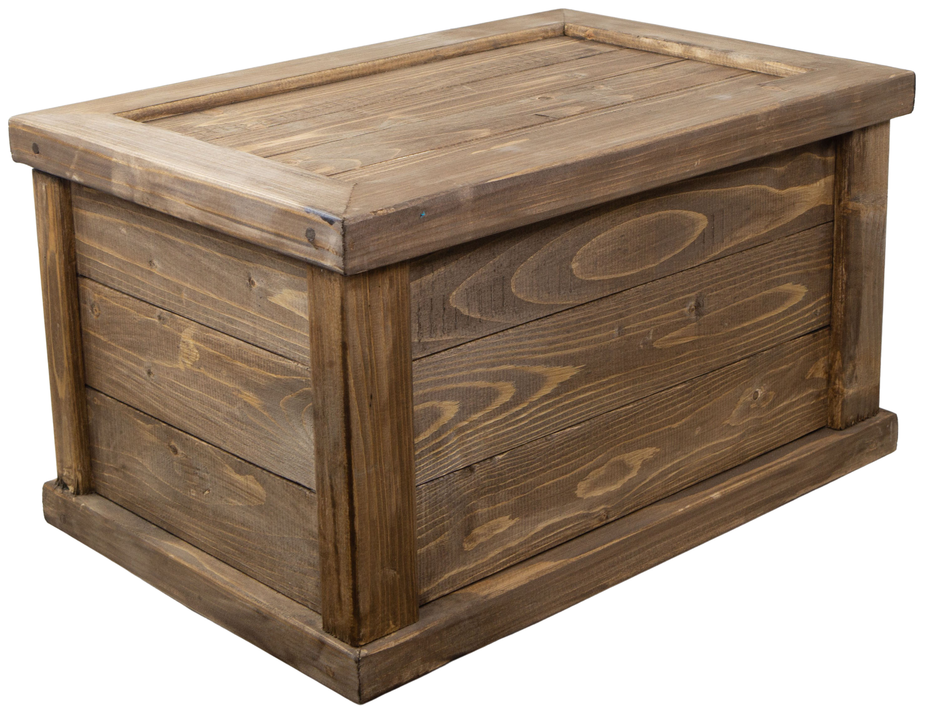 massive Holztruhe UK braun mit Zylinder