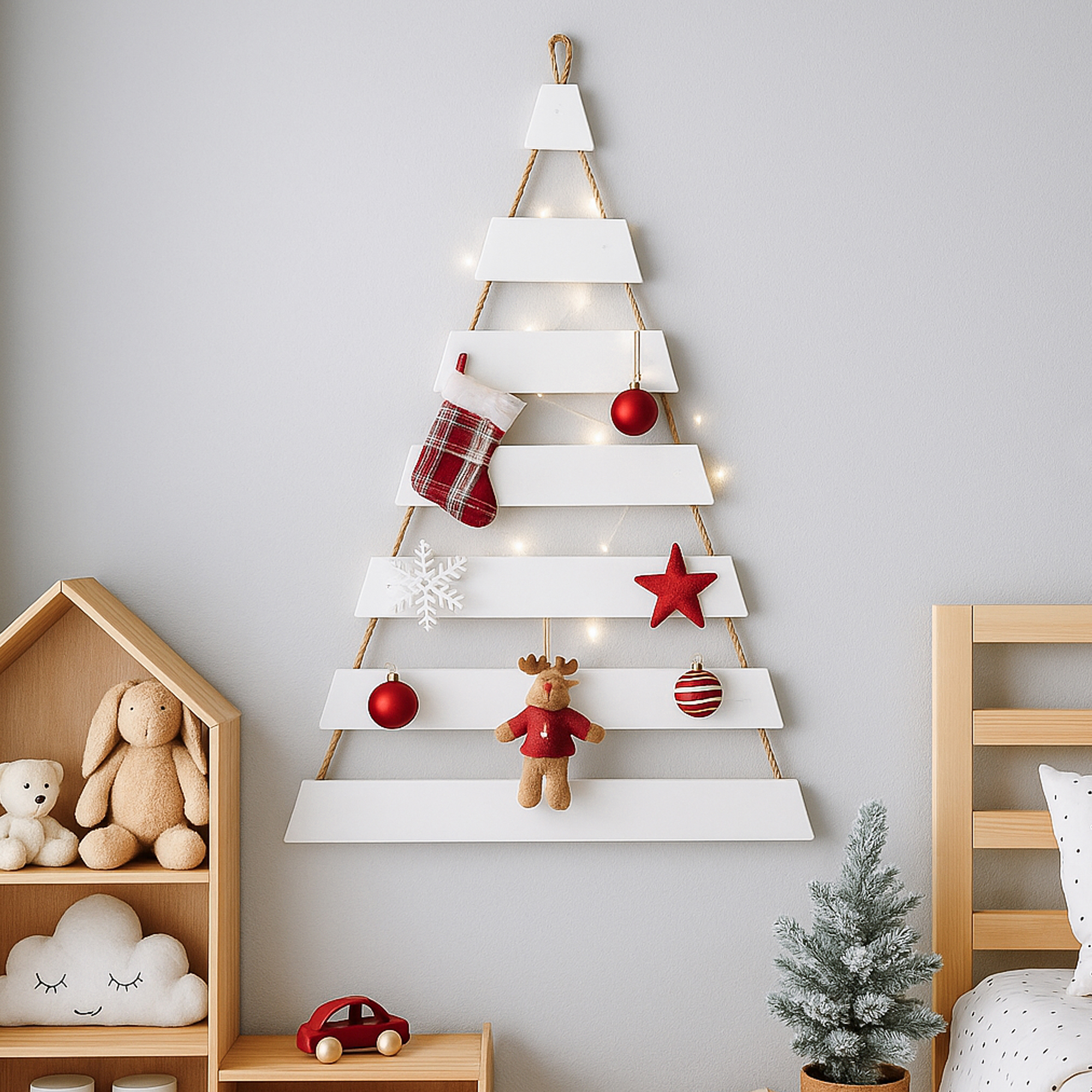 Weihnachtsbaum Adventskalender mit 24 Plätzen in weiß