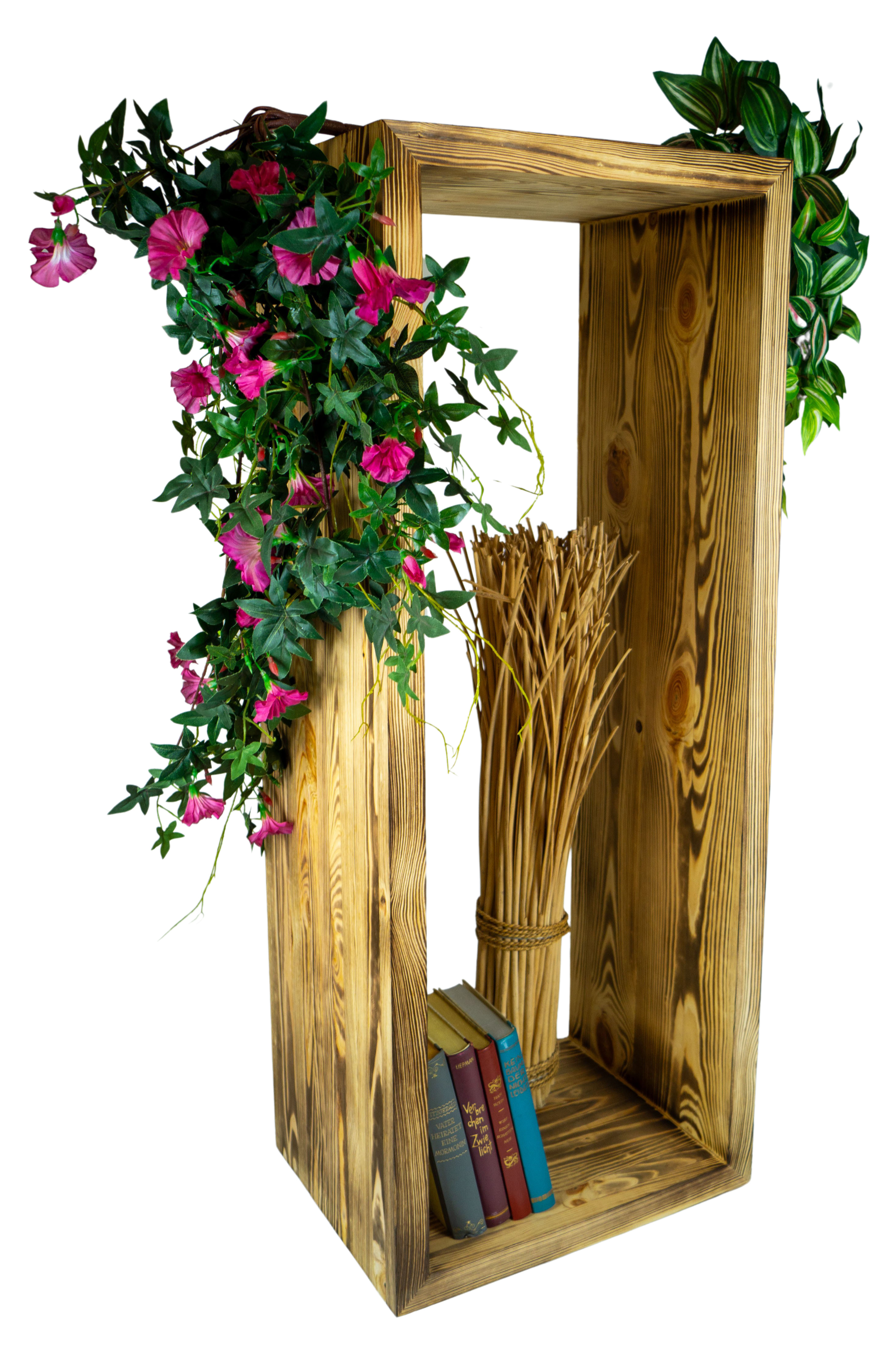 Lowboard in geflammt 100x40x30cm aus Massivholz Vintage-Tisch rustikal