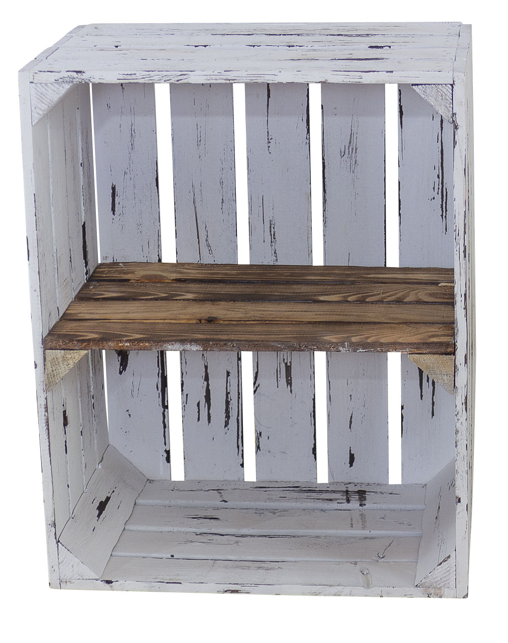 Massive Schuh- Bücherregalkiste Obstkiste Weinkiste Maße ca 50 x 40 x 31cm Weinkisten Dekokiste Regal (Shabby weiss quer)