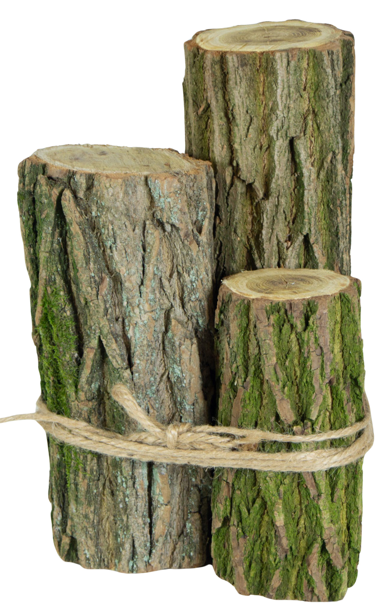 3er Set Deko-Holzstämme aus Eichenholz rustikale Vintage-Deko