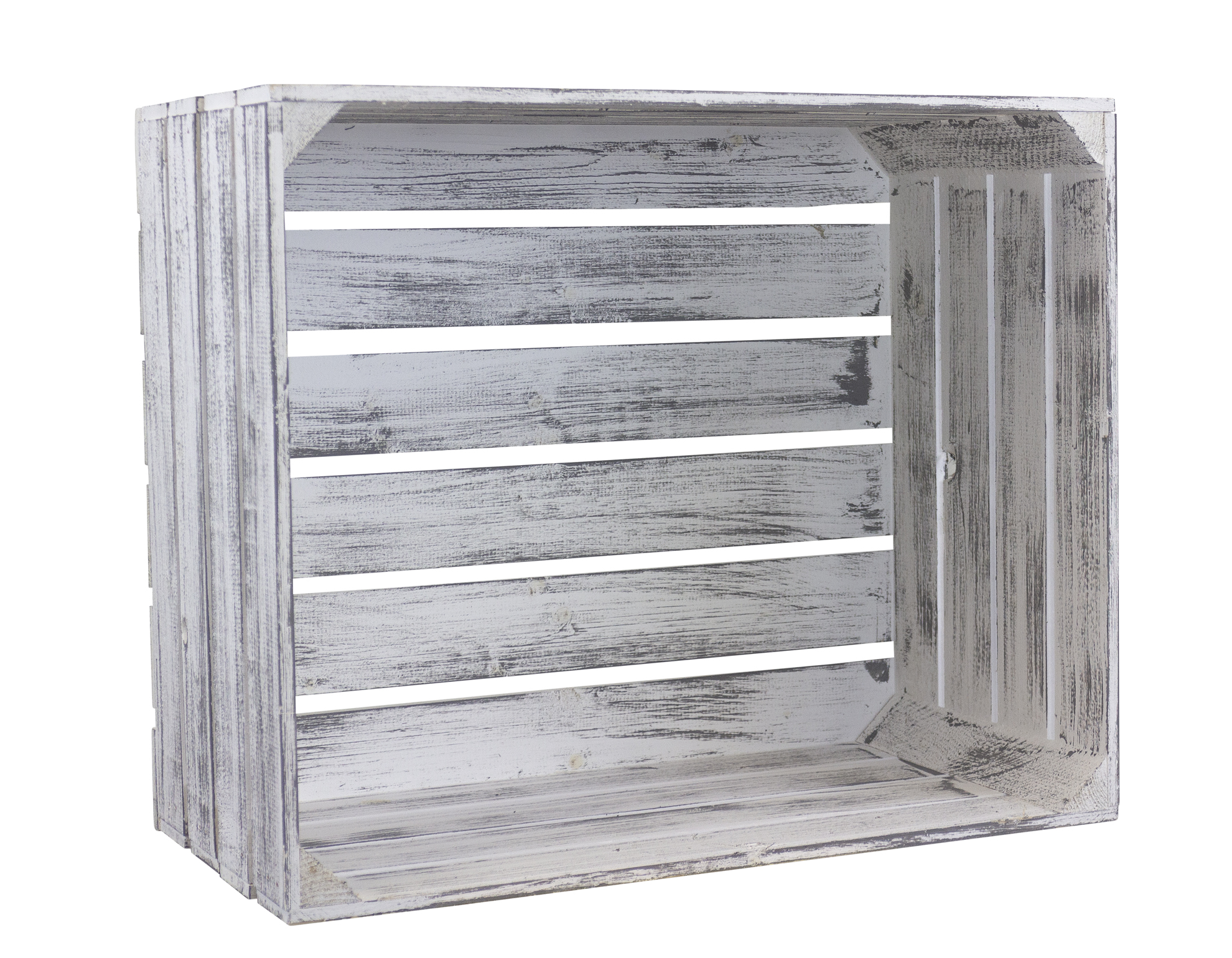Hohe Holzkiste  shabby weiss ohne Holzkistenregal Weinregal