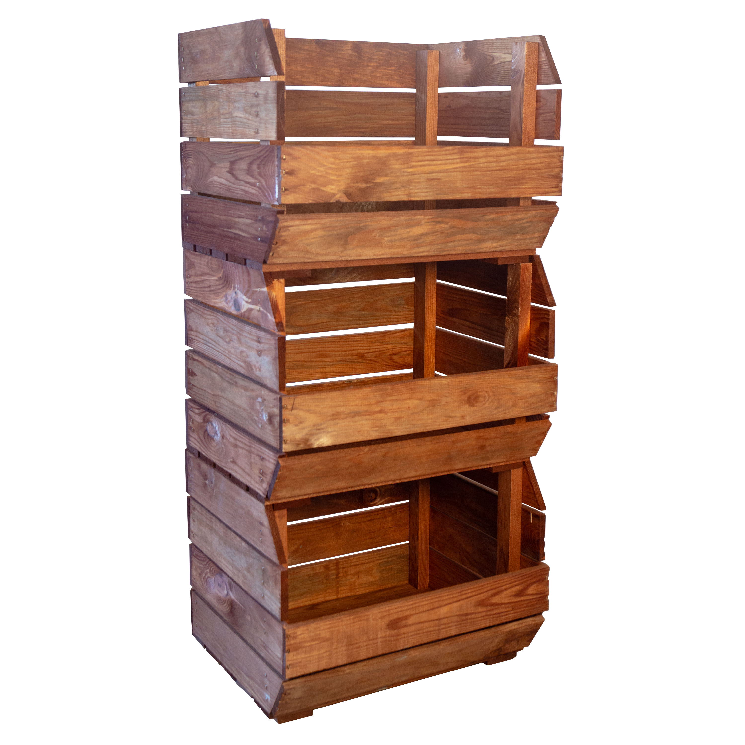 3er Set Küchenregal Olaf 40x33x30 cm in Ocker  Gemüsekiste Obsthorde Gemüsekorb Obstschale Holzkiste