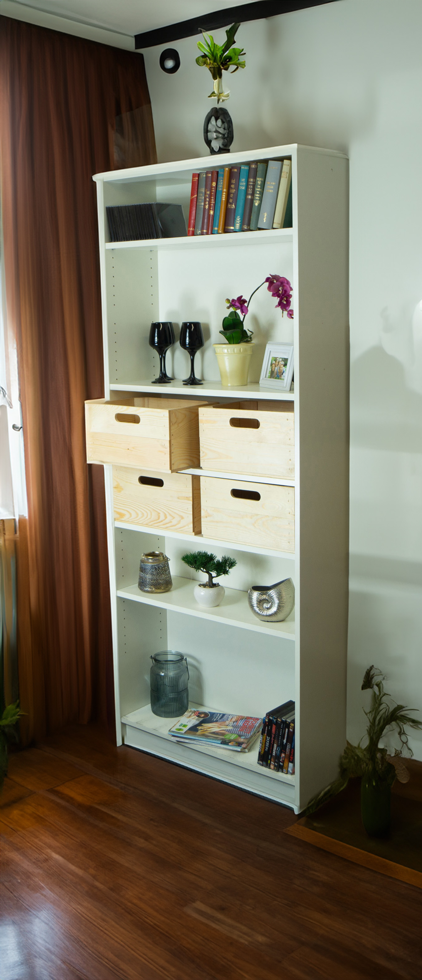 Boîte en bois noir émaillé convenant aux étagères Kallax et Expedit Insert pour étagère