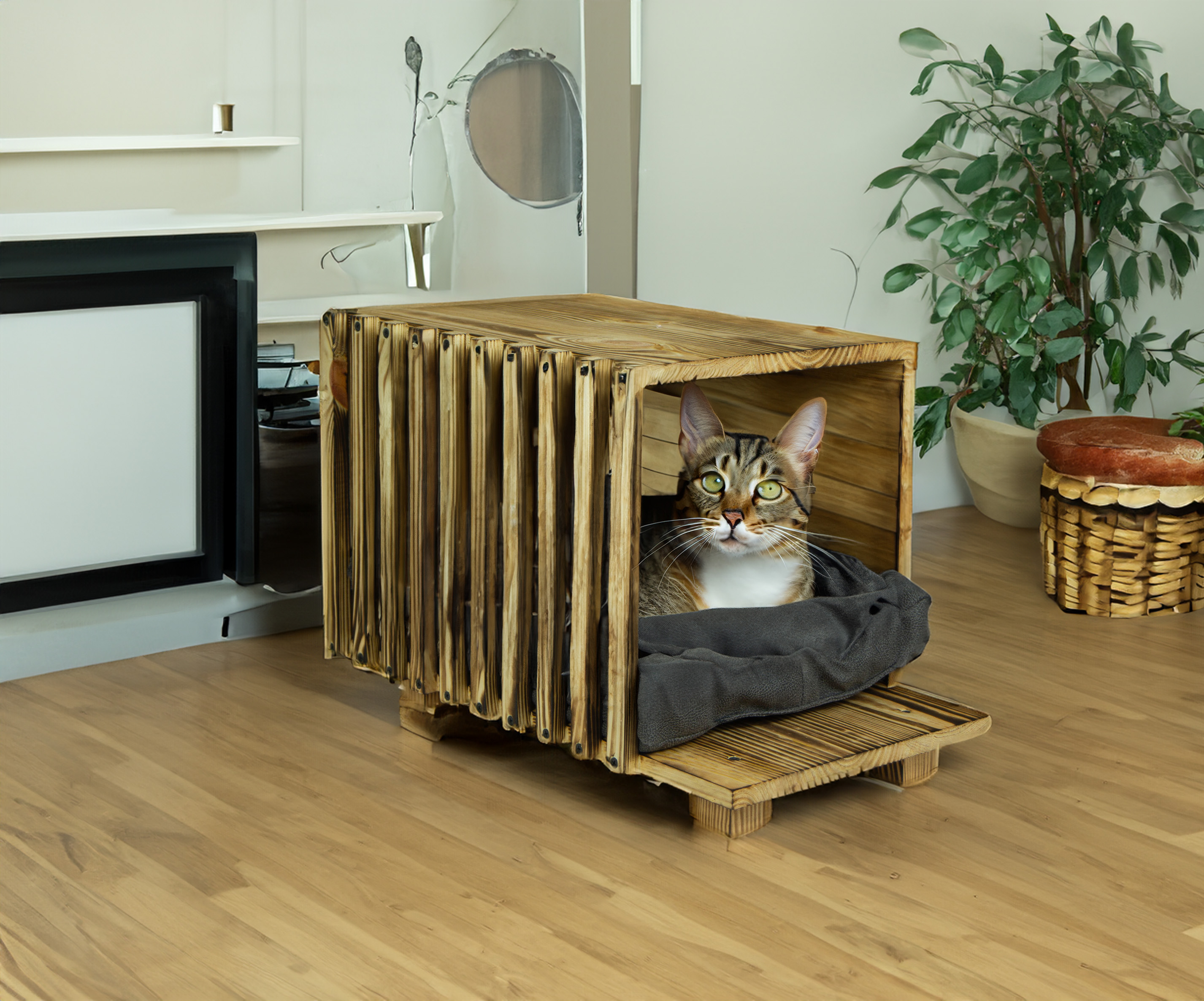Hundebett Balu weißem shabby mit Kissen 90x57x45cm