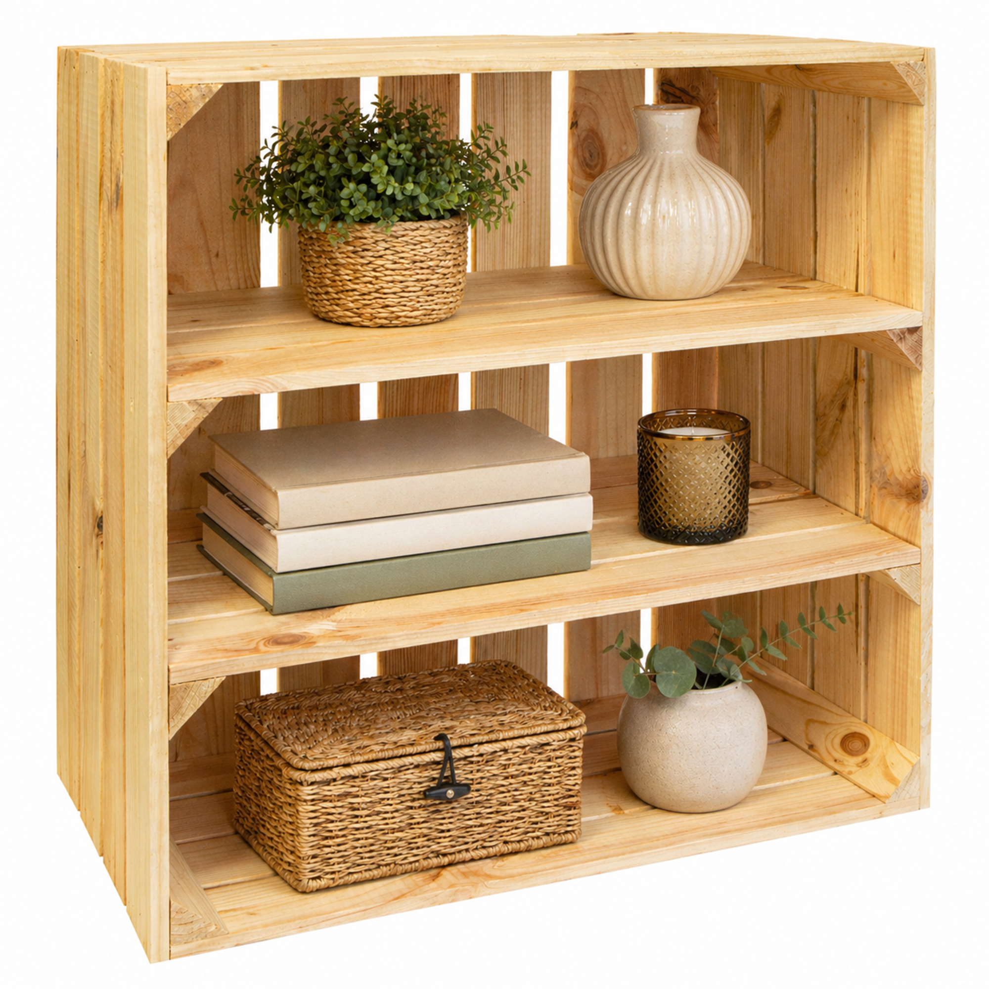 Holzkiste Regal Tamme 55x55x30 cm – Massivholz Kistenregal für stilvolle Aufbewahrung