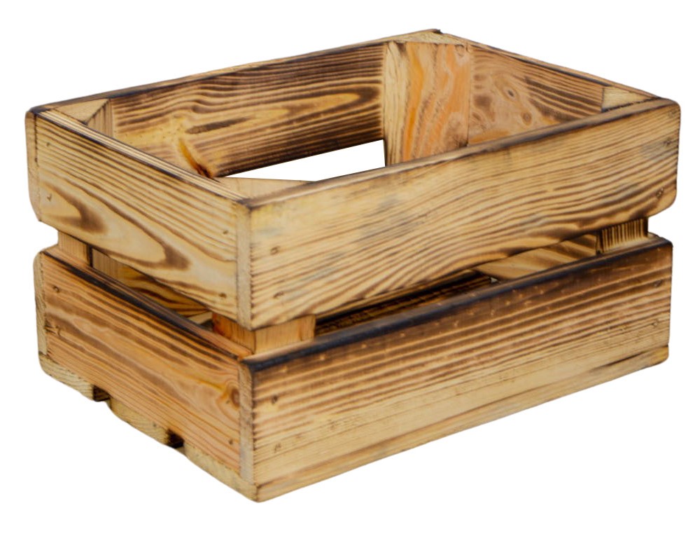 Set de 3 petites boîtes en bois "Frieda" flambées