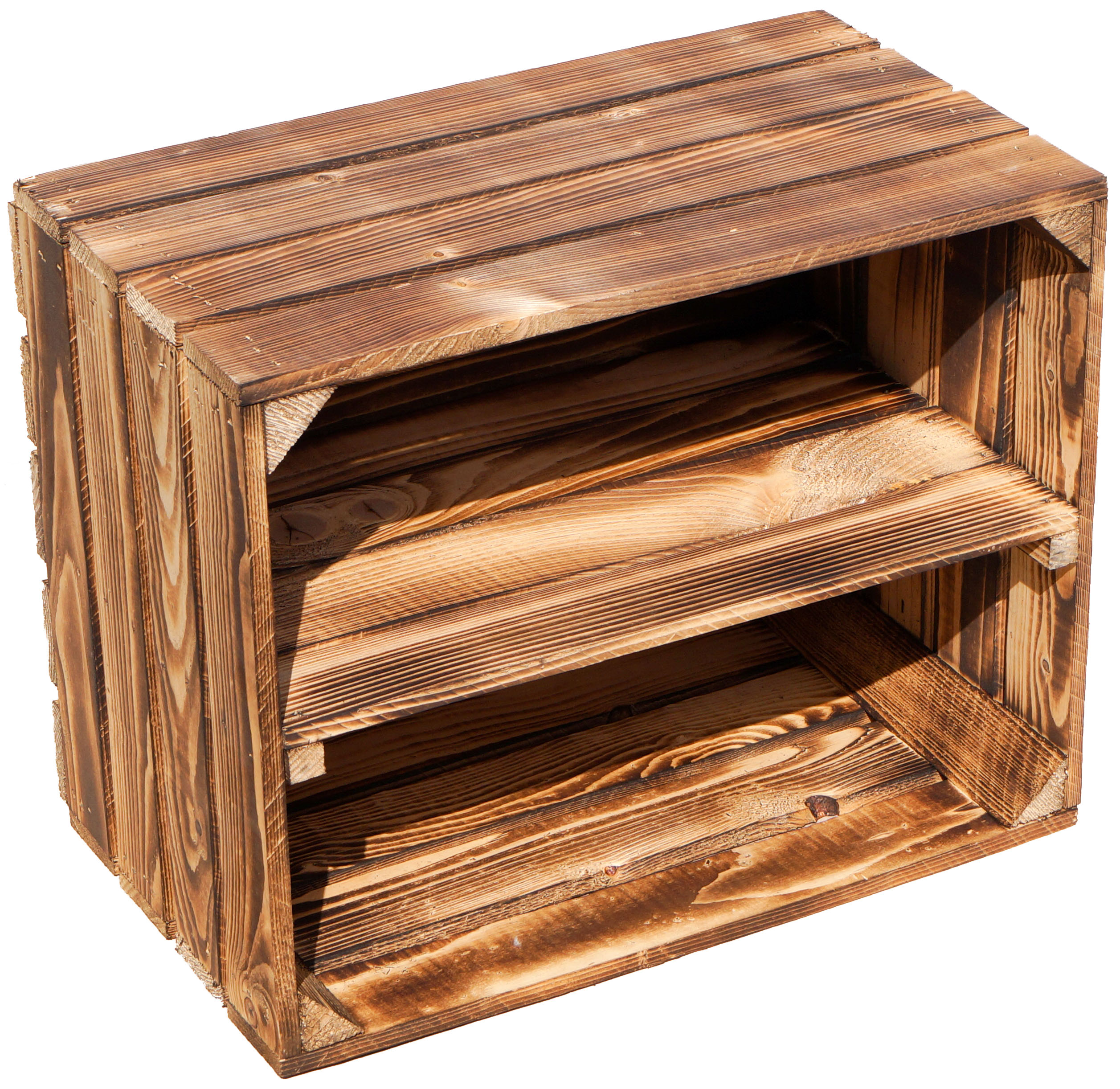 Obstkiste Johanna geflammt Mittelbrett in geflammt "längs"