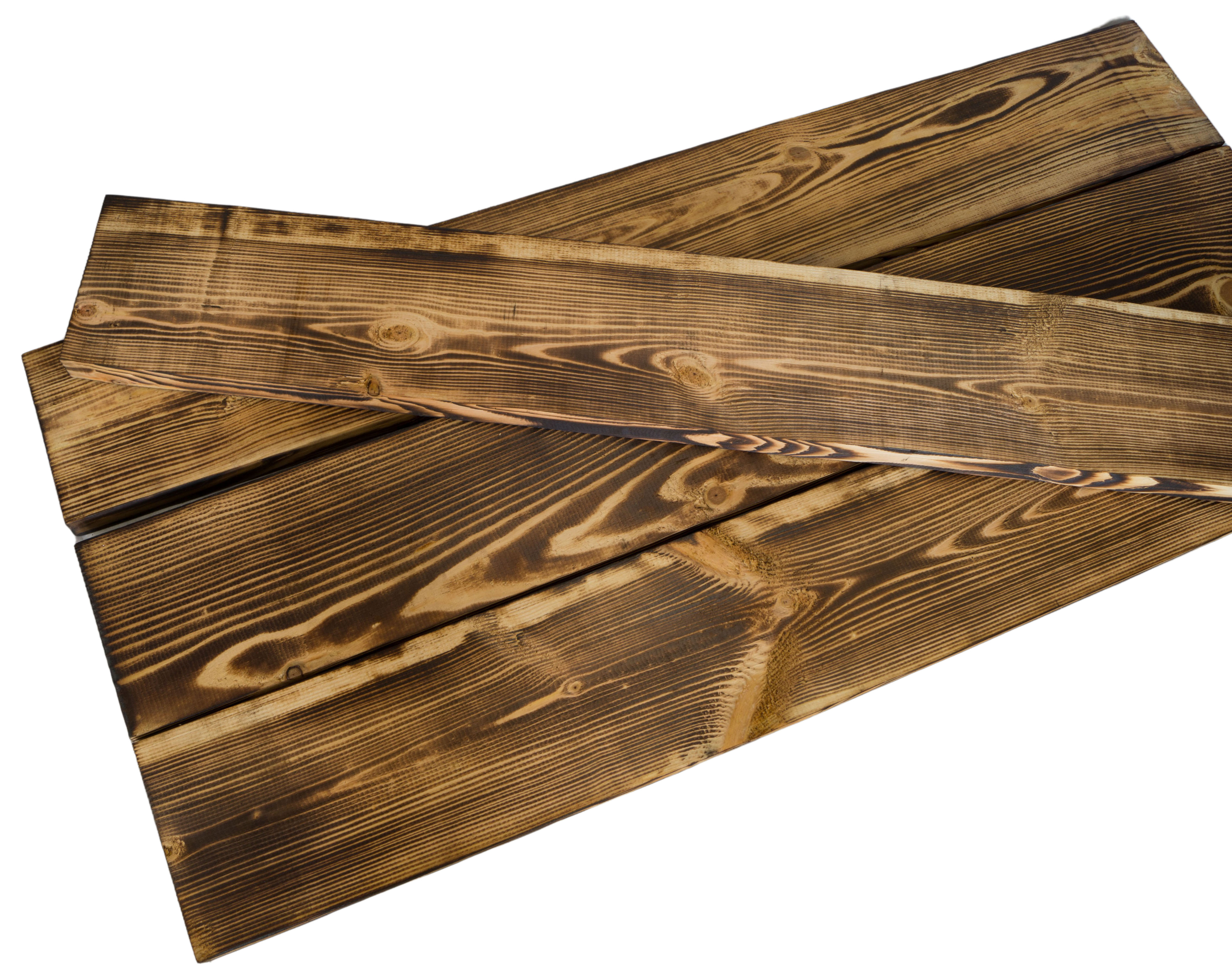Grand Planche de Bois Flambé 100cmx14, 5cm Holzstärke 3cm En Bois de Résineux