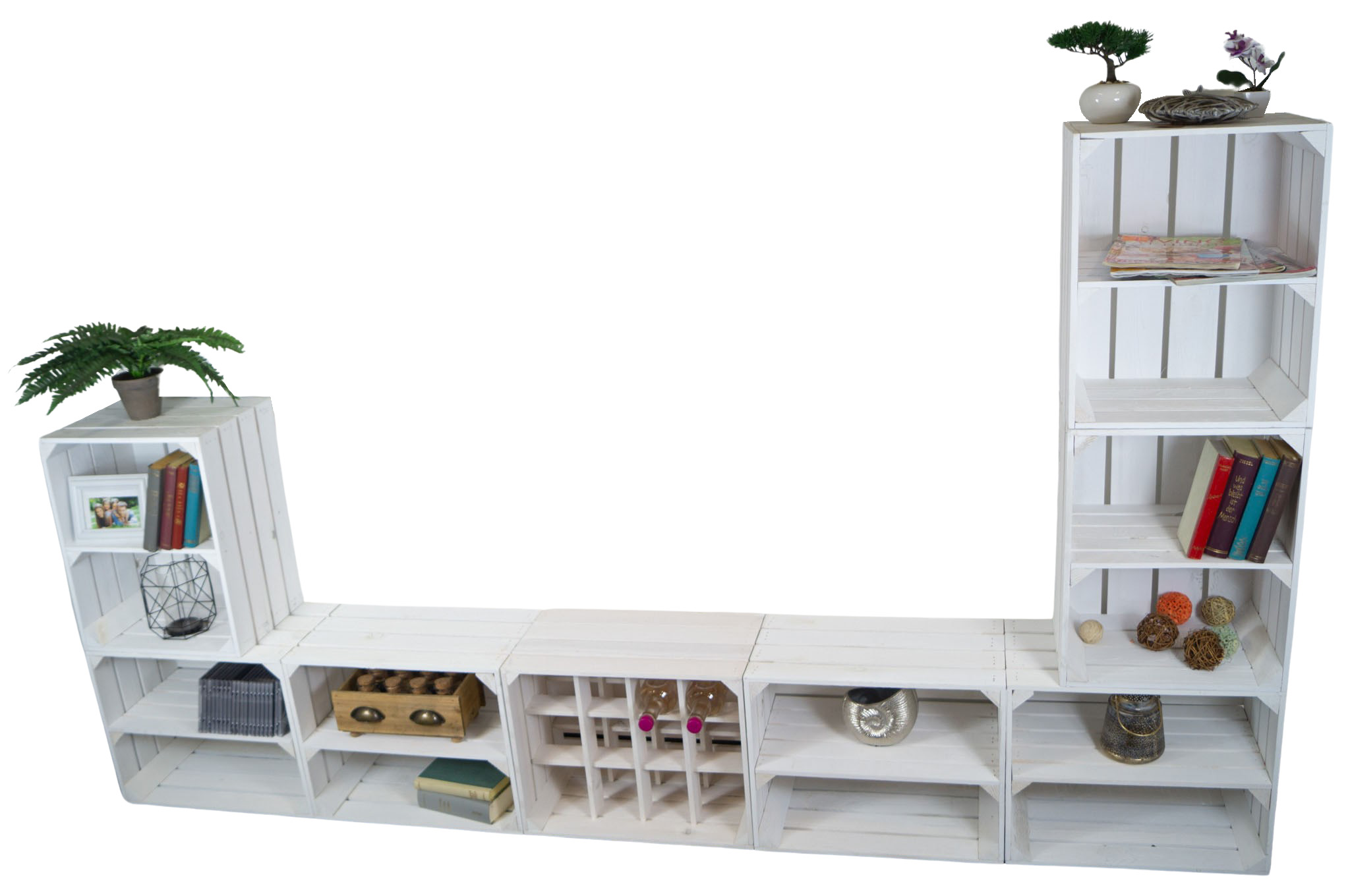 Meuble-paroi "Paris" avec tv board et étagères combinées (blanc)