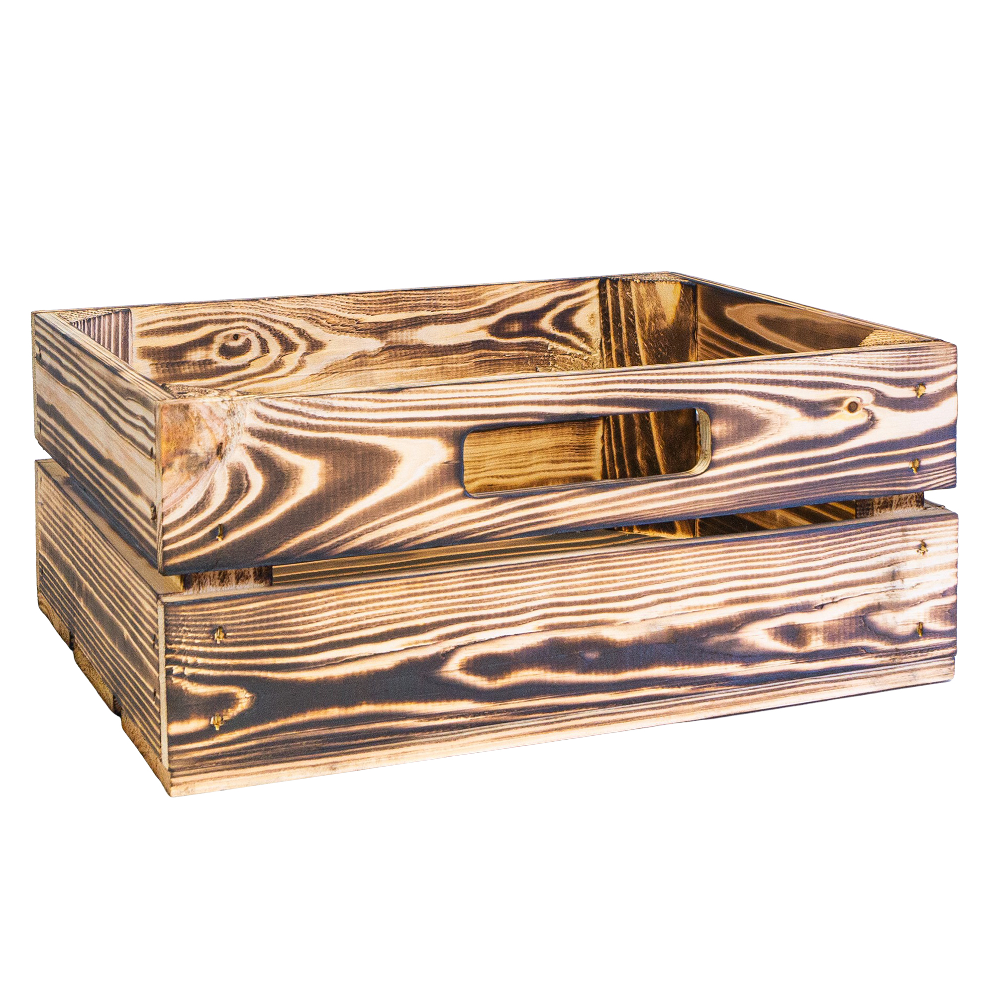 2er Set Obstkiste Johanna geflammt mit Schublade Quer 50 x 40 x 30cm