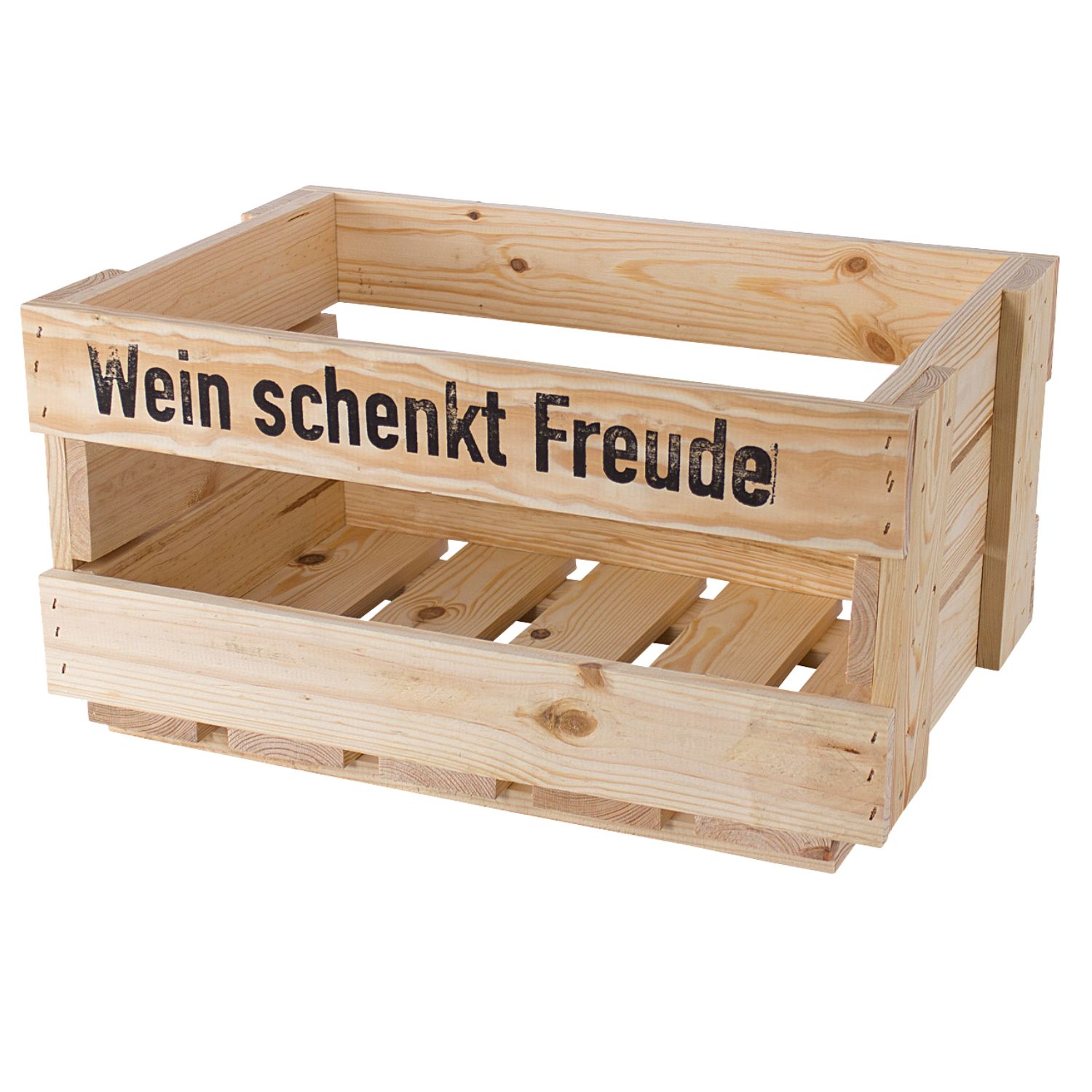 Neue Weinkisten "Wein schenkt Freude"  Natur ca 46 x 30,5 x 24cm