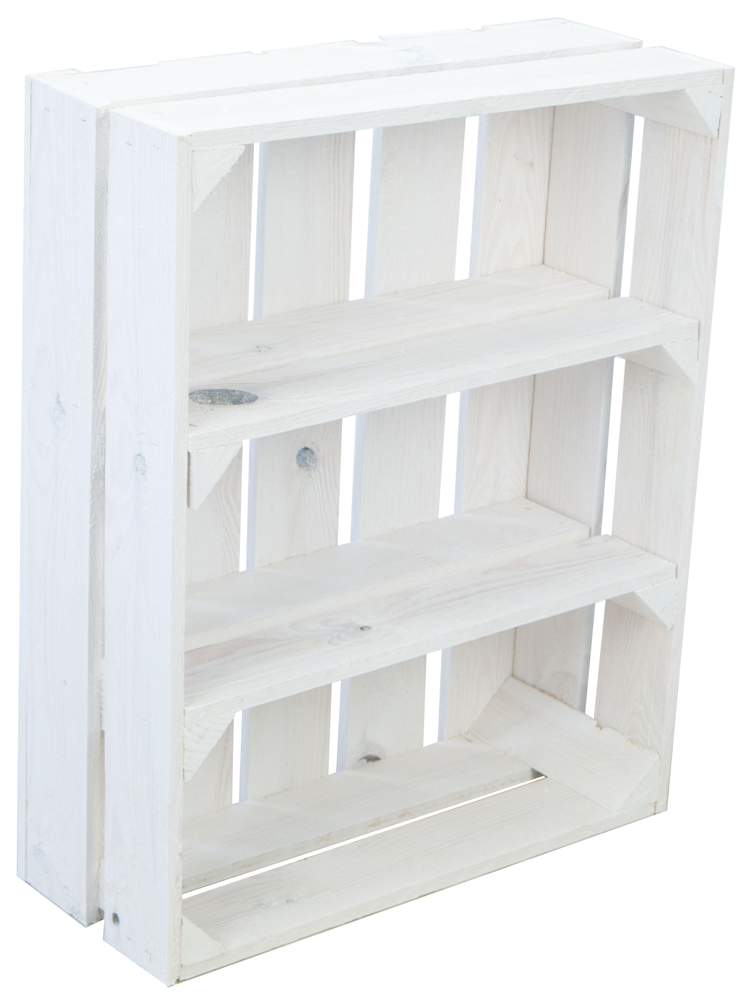 3 x caisse plate en bois wilma blanche avec 2 x planche centrale caisses à fruits porte-épices rangement