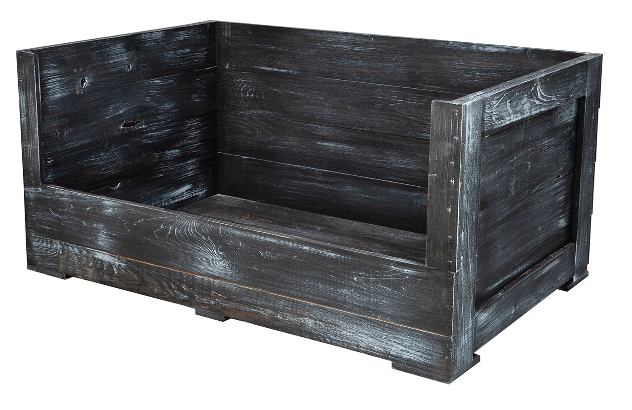 Hundebett Balu shabby schwarz mit Kissen 90x57x45cm