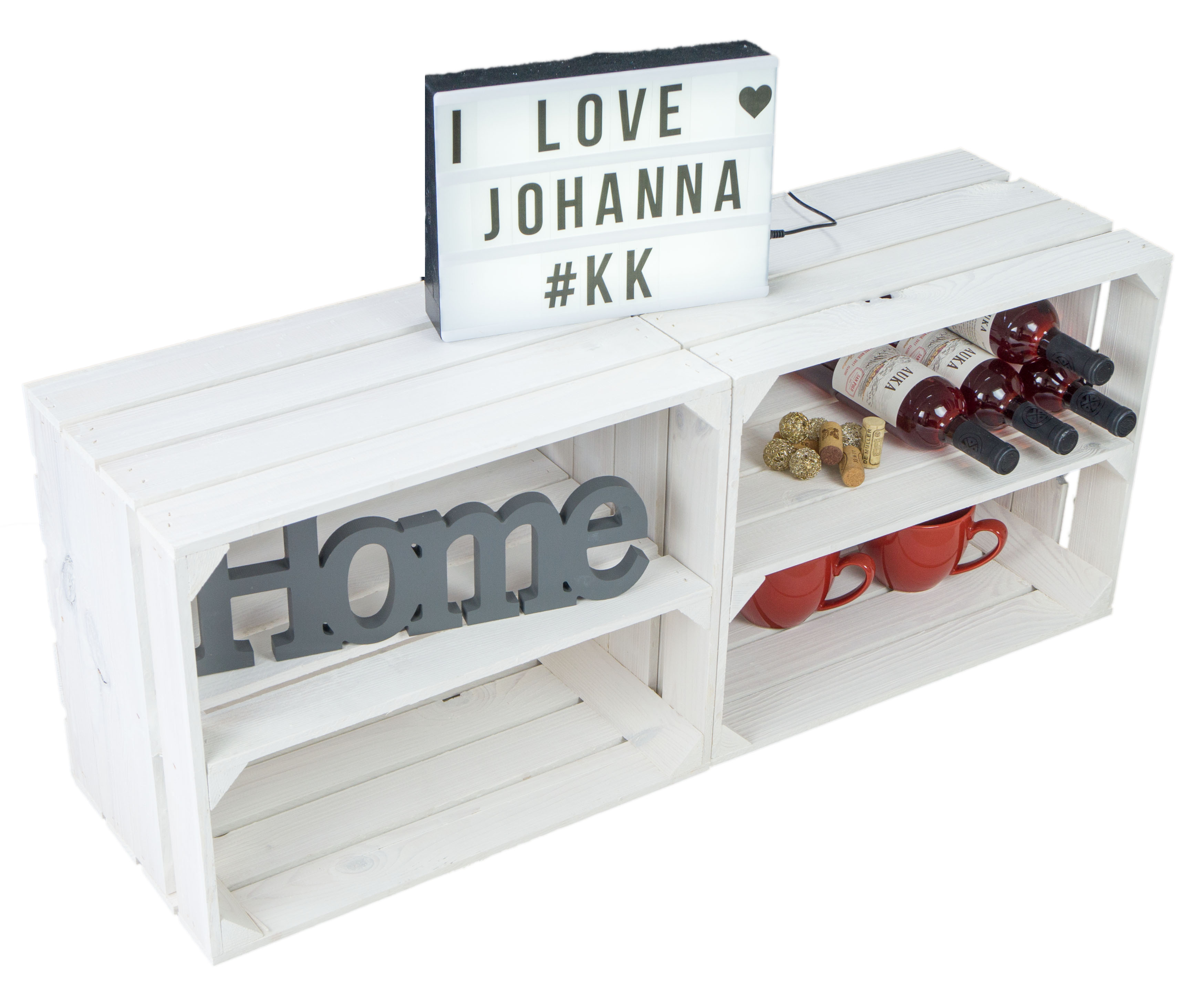 3er Set De Étagère pour Caisses Fruits Johanna Blanc Longitudinale Baderschrank